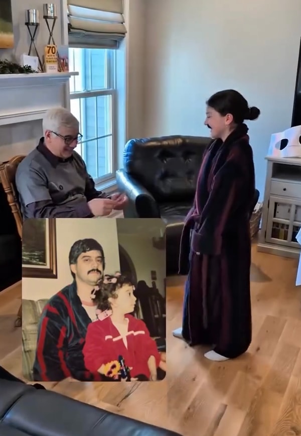 Böylelikle dedeleri 70. yaş gününde unutulmaz anlar yaşamış oldu. Görseli