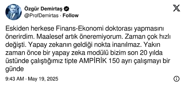 Özgür Demirtaş yok olacak meslekleri açıkladı. Görseli