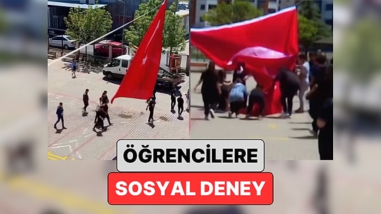 Kayseri'de Öğrencilere Sosyal Deney Yapıldı: Çocuklar Bayrağın Yere Düşmesine İzin Vermedi