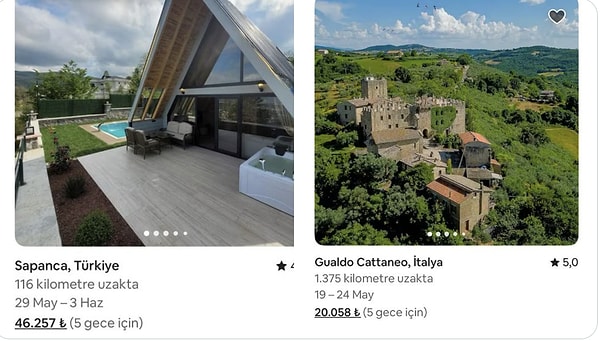 Hatta fiyatlar öyle arttı ki İtalya'da bir şato kiralamak isterseniz ortalama bir bungalovun yarısı kadar bir fiyat ödüyorsunuz. Görseli