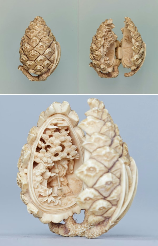 4. Noh Oyunu'ndan bir sahneyi tasvir eden Netsuke