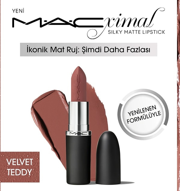 7. Hepsiburada’da indirim fırsatını yakalayın: Mac M·A·CXIMAL Silky Matte Lipstick Velvet Teddy ile dudaklarınızda kadifemsi bir şıklık yaratın!