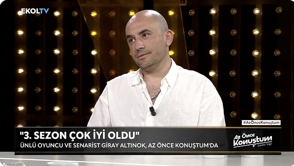 Az Önce Konuştum'da samimi açıklamalarda bulunan Giray Altınok, programda da güldürmeyi başardı. Görseli