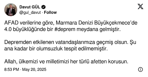 İstanbul Valisi Davut Gül'den açıklama 👇