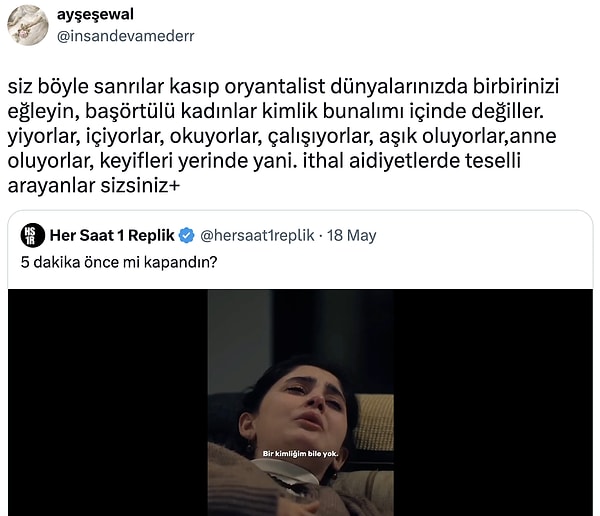 Bir X kullanıcısı da Zehra karakterini gerçekçi bulmadı. Görseli