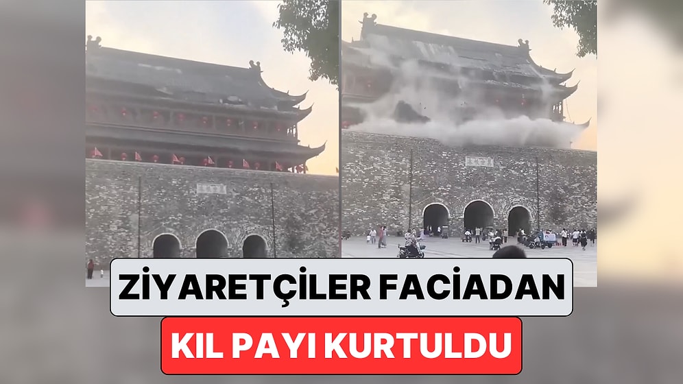 1 Sene Önce Restore Edilmişti: Çin'de 650 Yıllık Davul Kulesi Ziyaretçilerin Gözleri Önünde Yıkıldı