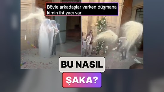 Bir Düğünde Gelin ve Damadın Üzerine Kum Atan Arkadaşları Şakayı Fazla Abartınca Çift Perişan Oldu
