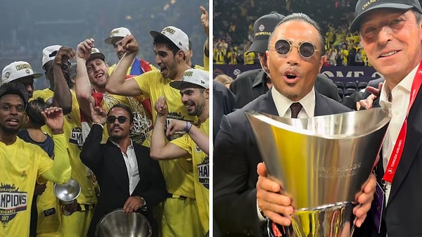 Nusret yıllar sonra aynı pozu verdi: Ünlü şef, Fenerbahçe Beko'nun Euroleague şampiyonluğunda yer aldı Görseli