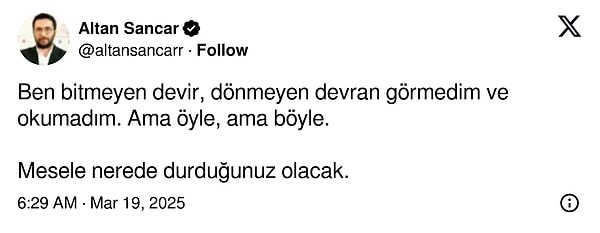 Altan Sancar'ın ifadeye çağrılmasına neden olan paylaşım bu oldu 👇🏻