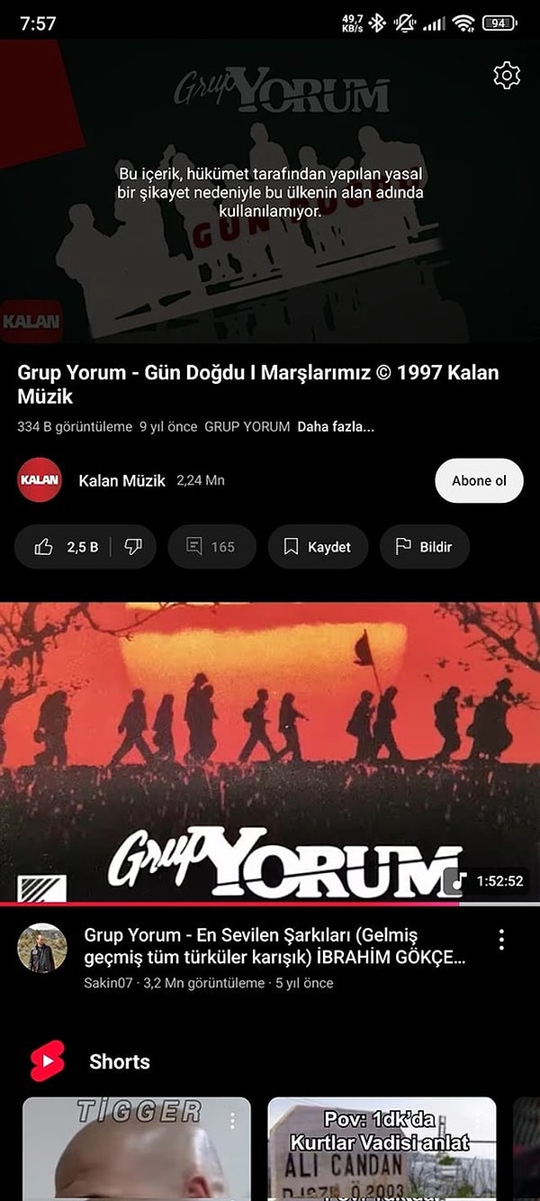 1985 yılında kurulan Grup Yorum’un platformlarda engellenen şarkıları gündem oldu.