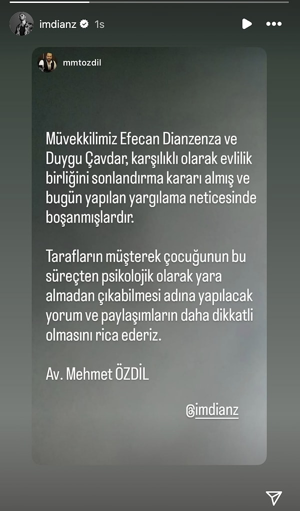 Efecan Dianzenza'nın paylaşımı: