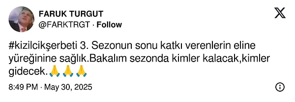Yapımcı paylaşımında gelecek sezonda bazı oyuncuların diziden ayrılabileceğini yazdı. İşte o açıklaması: