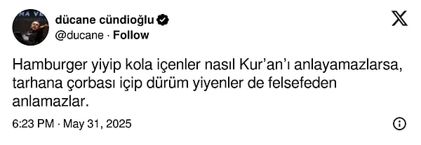 Cündioğlu, bir de X'te paylaşım yaptı. Fakat tahmin edeceğiniz üzere, burada bir ironi söz konusu. Görseli
