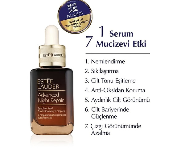 8. Hepsiburada’da indirimde olan Estee Lauder Advanced Night Repair, cildinizi gece boyunca yenileyerek pürüzsüz bir görünüm sağlıyor!