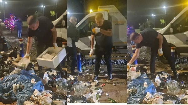 İzmir Büyükşehir Belediyesi Başkanı Cemil Tugay da dün akşam saatlerinde bazı ilçe belediye başkanları ve vatandaşlarla sokaklarda biriken çöpleri toplamıştı. Görseli