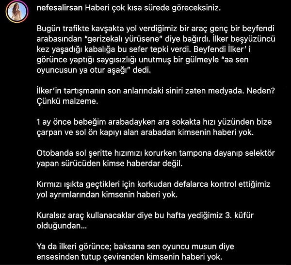 İlker Aksum’un eşi Dilay Aksum da olayla ilgili uzun bir yazı paylaştı.