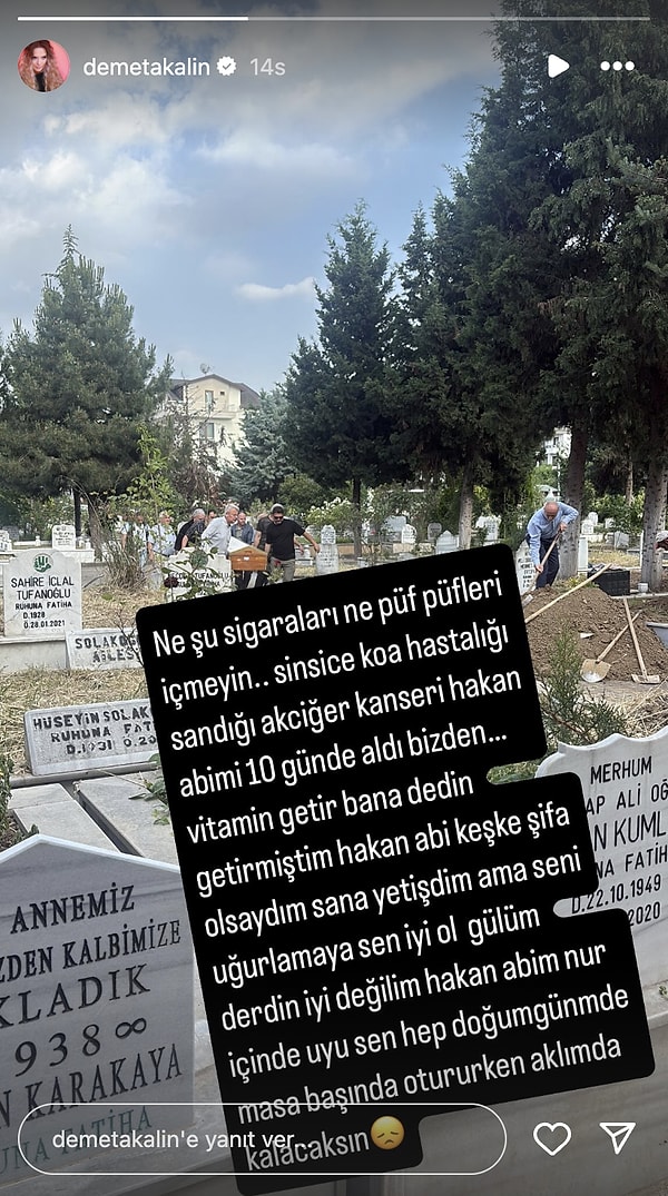 Ardından mezarlıkta ikinci bir paylaşım yaptı: