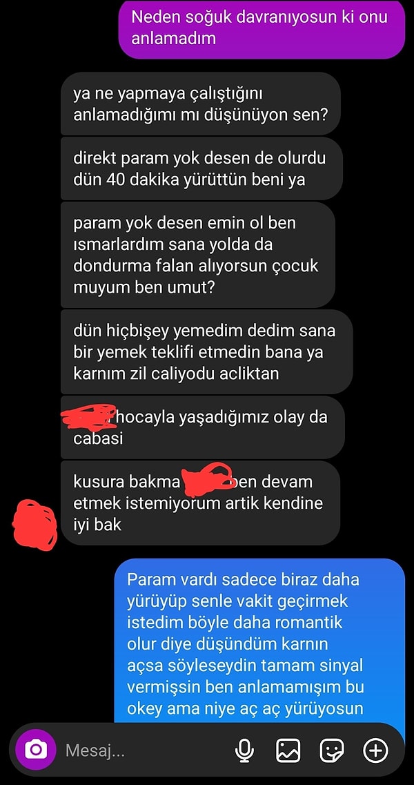 Kahramanımız flörtünü aç aç yürütmüş, parasız olmasını söylemeyi gururuna yedirememiş. Görseli