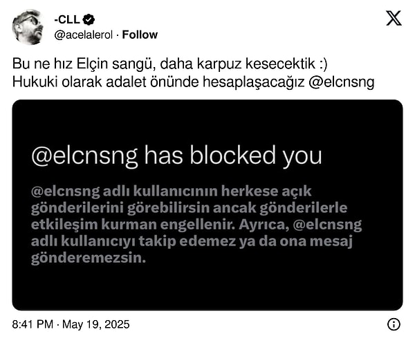 Sangu tarafından engellendiğini söyleyen isim "Hukuki olarak adalet önünde hesaplaşacağız" ifadelerini kullandı.