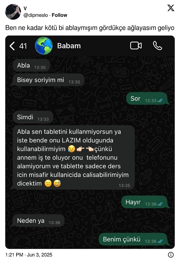 Diğer kullanıcılar da boş durmadı. Kardeşleriyle olan konuşmalarını böyle paylaştı.👇 Görseli