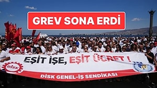 İzmir Büyükşehir Belediyesi’nde DİSK’e bağlı işçilerin başlattığı grev sona erdi. Sendika, başkan Cemil Tugay’ın yüzde 30 zam ve yüzde 19’luk enflasyon farkı teklifini kabul etti. Görseli