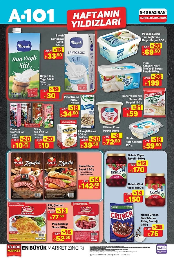 Birşah Laktozsuz Süt 1 Litre 33,50 TL