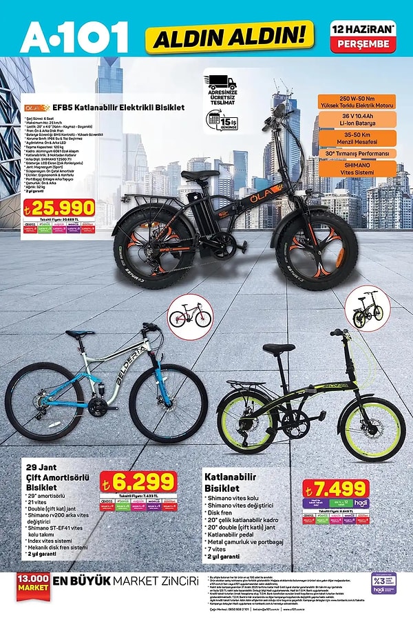 Katlanabilir Elektrikli Bisiklet 25.990 TL