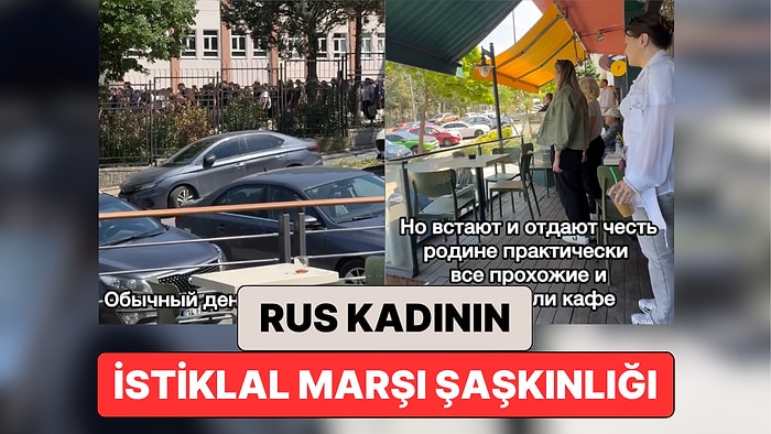Rus Kadın Bir Okul Bahçesinde İstiklal Marşı Okunurken Dışardaki İnsanların da Marşa Katıldığı Anları Paylaştı