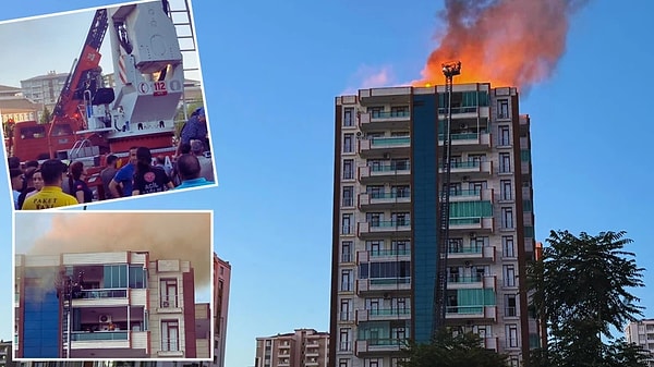 Yangın, Diyarbakır'ın Kayapınar ilçesi Fırat Mahallesi'ndeki 13 katlı bir apartmanda çıktı.
