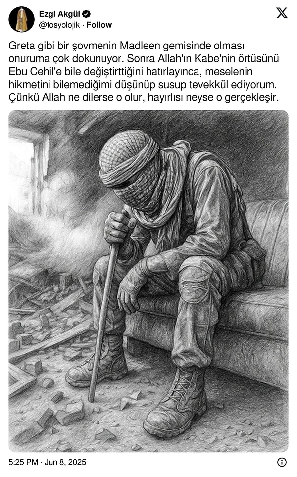 Sosyolog Ezgi Akgül ise konu hakkında bir paylaşımda bulundu. Görseli