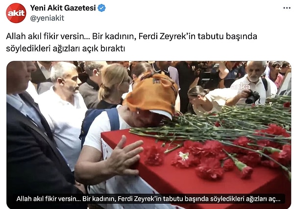 Elektrik akımına kapılarak hayatını kaybeden Ferdi Zeyrek için “çarpıldı” ifadelerini kullananan Yeni Akit isimli gazete ölüye saygısızlık yapmaya devam ediyor. Görseli