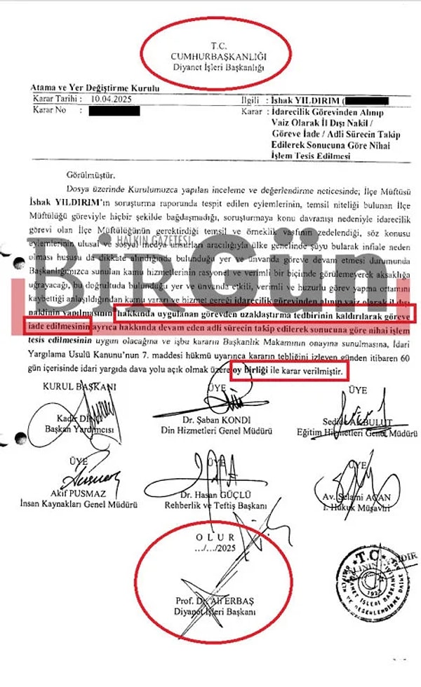 Diyanetten yeni görev verildi.