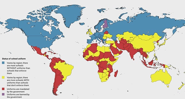 1. Okullardaki forma durumunu gösteren bir harita. Görseli