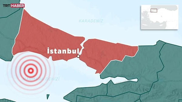 Marmara Denizi'nde dün gece Büyükçekmece açıklarında 3,5 büyüklüğünde deprem meydana geldi. Görseli