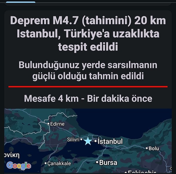 Deprem Ağı uygulamasının bildirimi kullanıcılarını korkuttu! Görseli