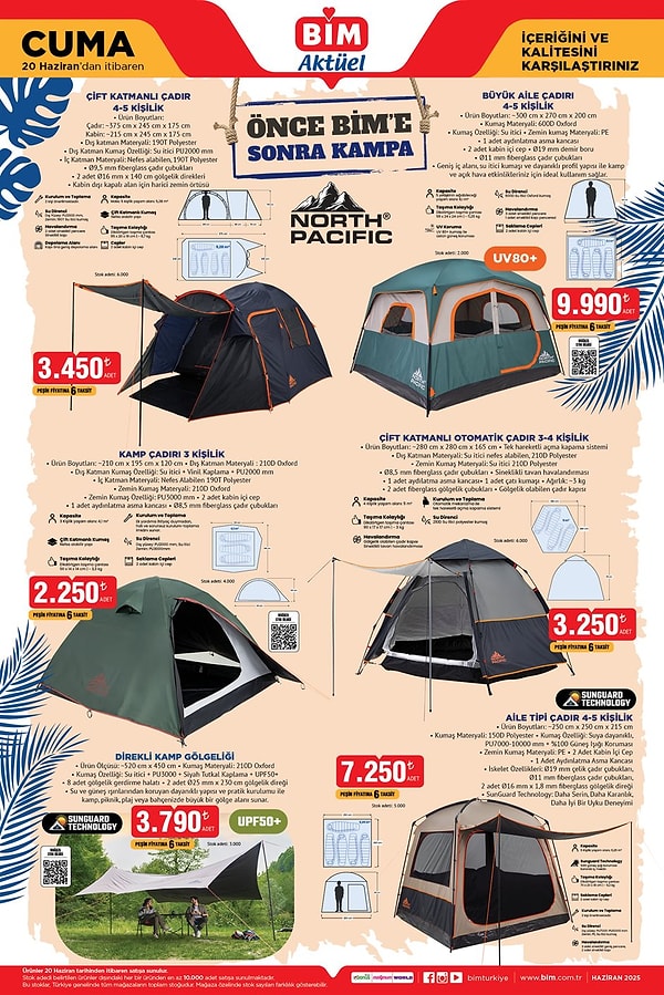 Çift Katmanlı Çadır 4-5 Kişilik 3.450 TL