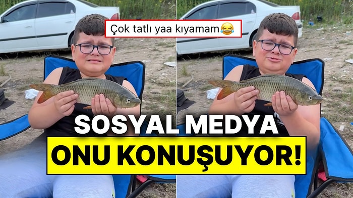 Babasıyla Balık Tutan Çocuğun Poz Vermeye Çalışırken Yaşadığı Korku Sosyal Medyada Viral Oldu