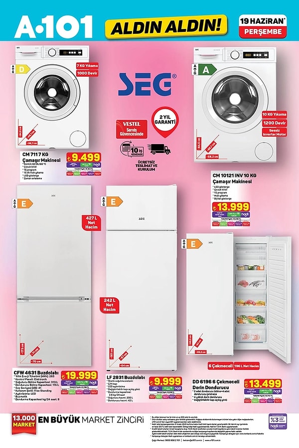 SEG Çamaşır Makinesi 9.499 TL Görseli