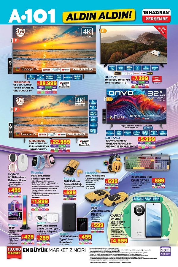 Grundig 65" Smart 4K UHD Google Tv 28.999 TL