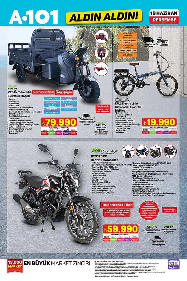 Volta Üç Tekerlekli Elektrikli Moped 79.990 TL
