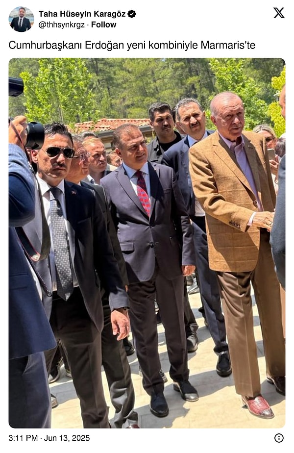 Cumhurbaşkanı Erdoğan'ın kombin değişikliği sosyal medyada gündem oldu. Görseli