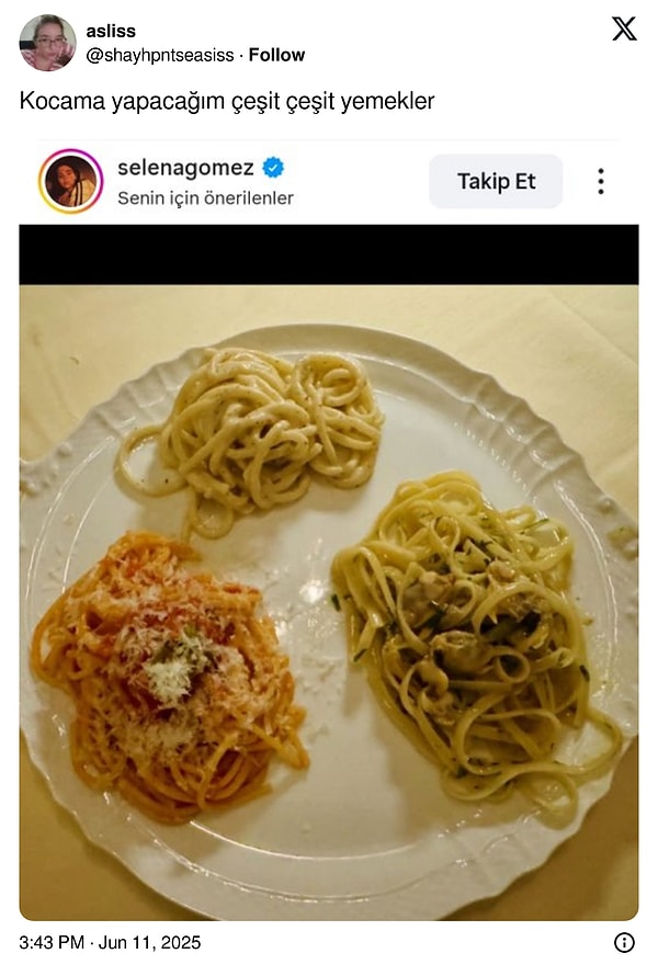 Bugün menüde üç çeşit yemek var.