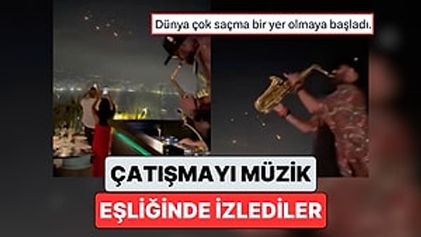 Lübnan'da Bir Mekanda Eğlenen İnsanlar İran ve İsrail Arasında Atılan Füzeleri Müzik Eşliğinde İzledi