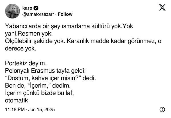X'te (Twitter) herkesin bir masal okur gibi okuduğu o paylaşımla başlayalım; Görseli