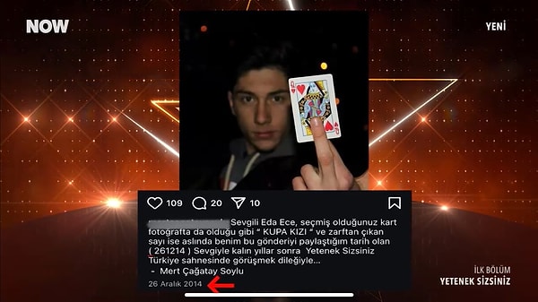 Yarışmacı, bahsi geçen sayıyı ve kartı 2014 yılında Instagram hesabından paylaşmış olduğunu iddia etti. Görseli