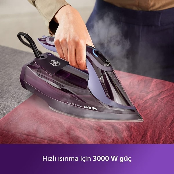 En iyi ütü markası diye merak edenlerin baktığı marka ve modellerden biri olan Philips Azur Buharlı Ütü 8000 Serisi, OptimalTemp teknolojisi ile ütülenebilir kumaşlarda sıfır yanık garantisi sunuyor.