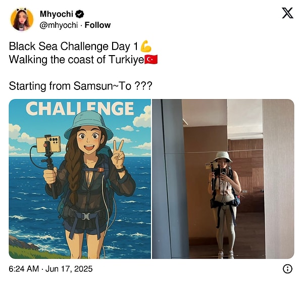 Hatta Türkiye'nin kıyılarını yüzerek başlama "challange"ı başlatan yayıncının ilk durağı ise Samsun oldu.