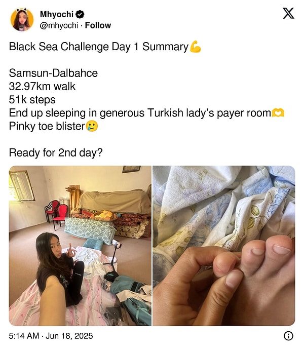 İlk günden 51 bin adım atan Mhyochi canlı yayındayken sözlü tacize maruz kaldı.