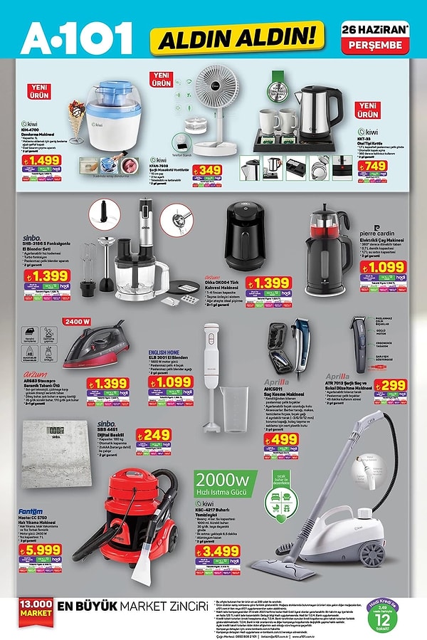 Kiwi Dondurma Makinesi 1.499 TL