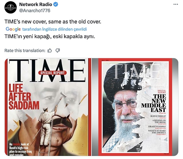 Time dergisinin X hesabından paylaştığı kapağa tepkiler art arda geldi👇🏻